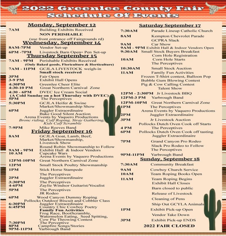 Greenlee County Fair Sept 1517, 2022 Greenlee Arizona Tourism